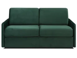 Vente-unique Sofá de 3 lugares convertível de abertura rápida em veludo verde-abeto colchão de espuma de 18 cm - CALIFE Verde pinho