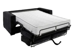 Sofá|Vente-unique Sofá de 4 lugares convertível rápido em veludo canelado - 160 cm - 18 cm LORETO Preto
