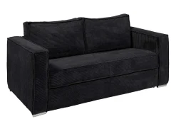 Sofá|Vente-unique Sofá de 4 lugares convertível rápido em veludo canelado - 160 cm - 18 cm LORETO Preto