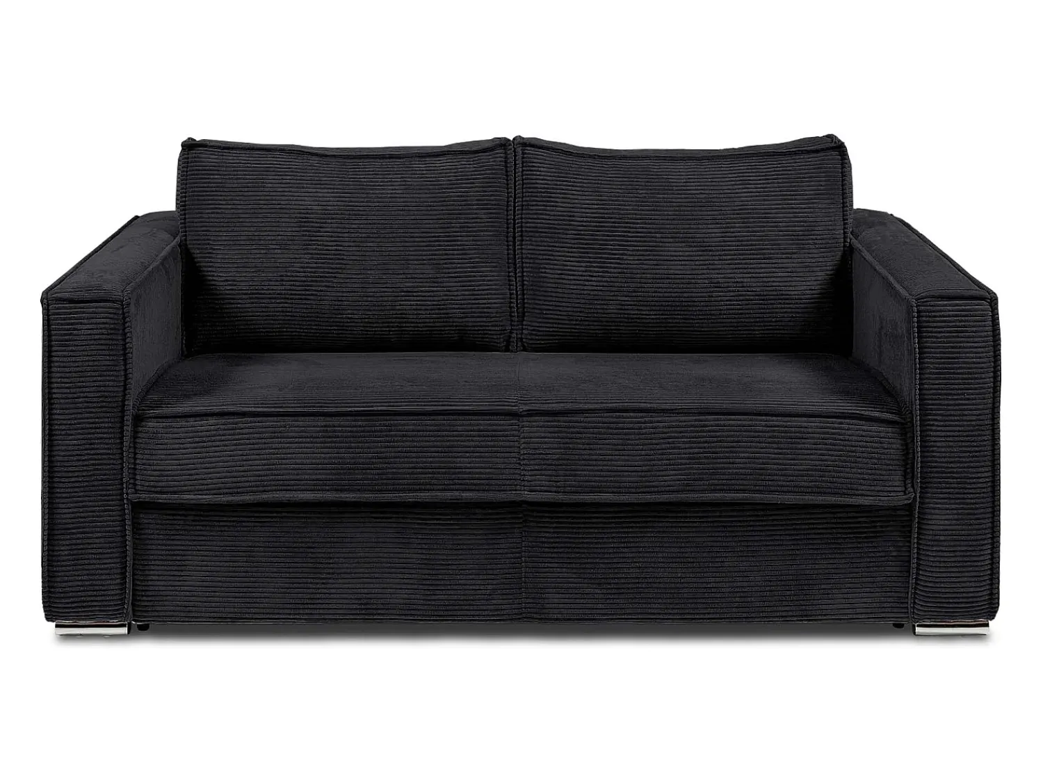 Sofá|Vente-unique Sofá de 4 lugares convertível rápido em veludo canelado - 160 cm - 18 cm LORETO Preto