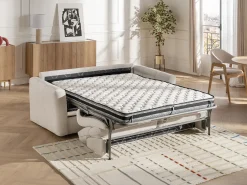 Sofá|Maison Céphy Sofá de 4 lugares convertível abertura rápidao em tecido chenille 13 cm DOVENA da Bege