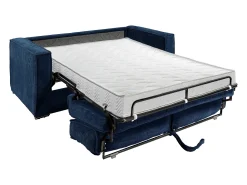 Online Vente-unique Sofá de 4 lugares convertível abertura rápida em veludo canelado azul noite assento memória de forma 14 cm LORETO Azul escuro