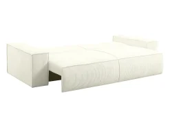 Sofá*Vente-unique Sofá de 4 lugares convertível veludo canelado - AMELIA Branco