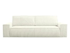 Sofá*Vente-unique Sofá de 4 lugares convertível veludo canelado - AMELIA Branco