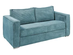 Sofá*Vente-unique Sofá de 3 lugares convertível abertura rápida veludo canelado bege LORETO Azul turquesa