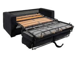 Sofá|Vente-unique Sofá de 4 lugares convertível rápido em veludo canelado ripas largas - 22 cm - LORETO Preto