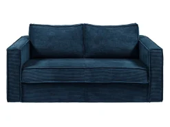 Hot Vente-unique Sofá de 4 lugares convertível abertura rápida em veludo canelado azul noite assento memória de forma 18 cm LORETO Azul escuro