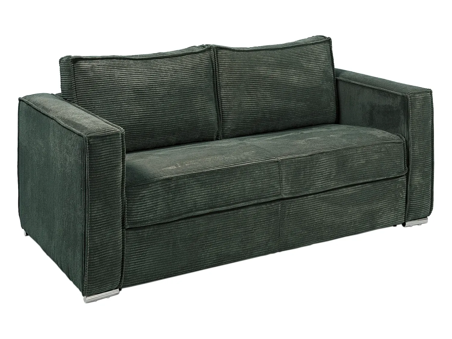 Vente-unique Sofá de 3 lugares convertível veludo canelado verde pinheiro assento memória de forma 14 cm LORETO^ Sofá