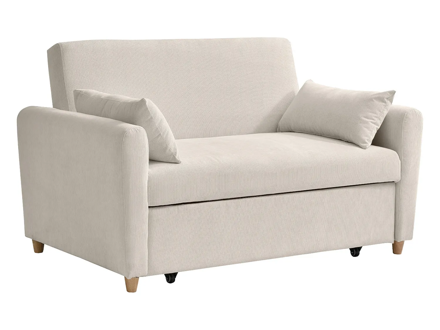 Discount Vente-unique Sofá de 2 lugares convertível com gaveta em veludo canelado AYLA Bege