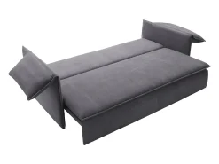 Vente-unique Sofá de 3 lugares convertível veludo canelado cinza TEODORA Azul