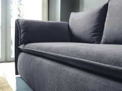 Vente-unique Sofá de 3 lugares convertível veludo canelado cinza TEODORA Azul