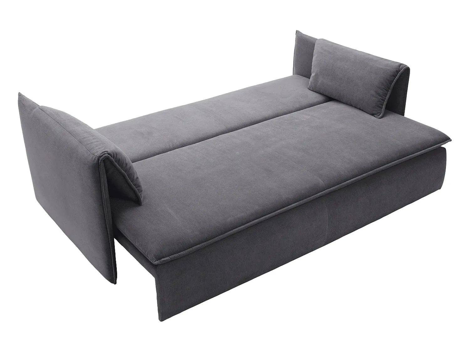 Vente-unique Sofá de 3 lugares convertível veludo canelado cinza TEODORA Azul