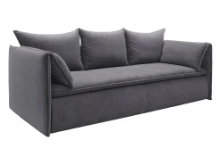Vente-unique Sofá de 3 lugares convertível veludo canelado cinza TEODORA Azul
