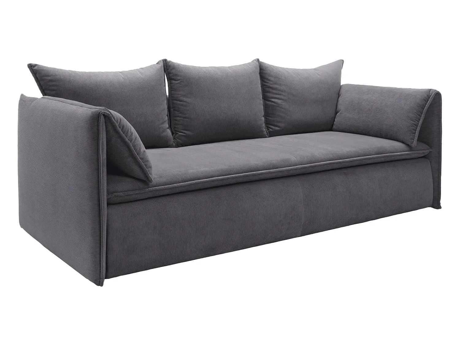 Vente-unique Sofá de 3 lugares convertível veludo canelado cinza TEODORA Azul
