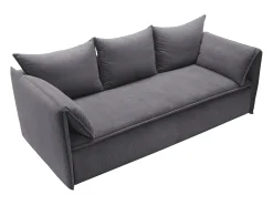 Vente-unique Sofá de 3 lugares convertível veludo canelado cinza TEODORA Azul