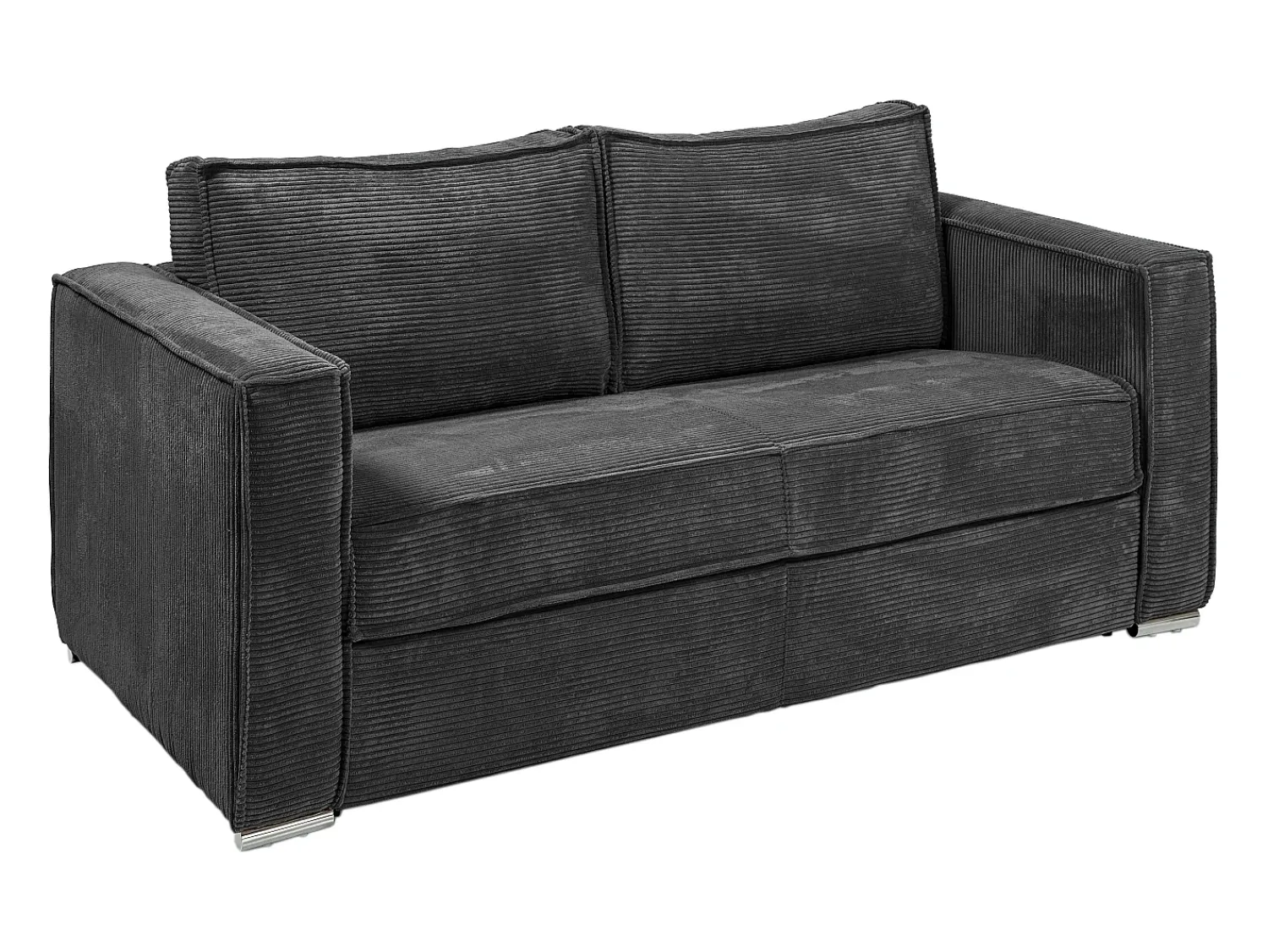 Vente-unique Sofá de 3 lugares convertível veludo canelado antracite assento memória de forma 22 cm LORETO Cinza antracite
