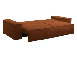 Sofá|Vente-unique Sofá de 4 lugares convertível veludo canelado - AMELIA Terracota