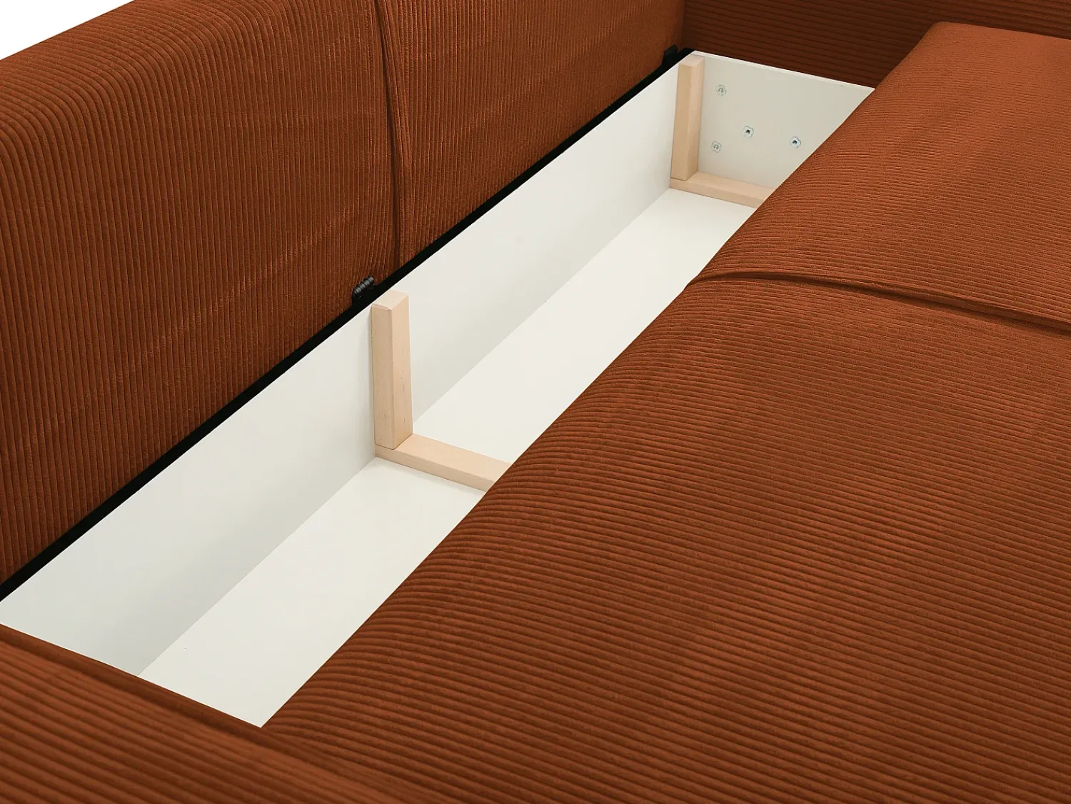 Sofá|Vente-unique Sofá de 4 lugares convertível veludo canelado - AMELIA Terracota