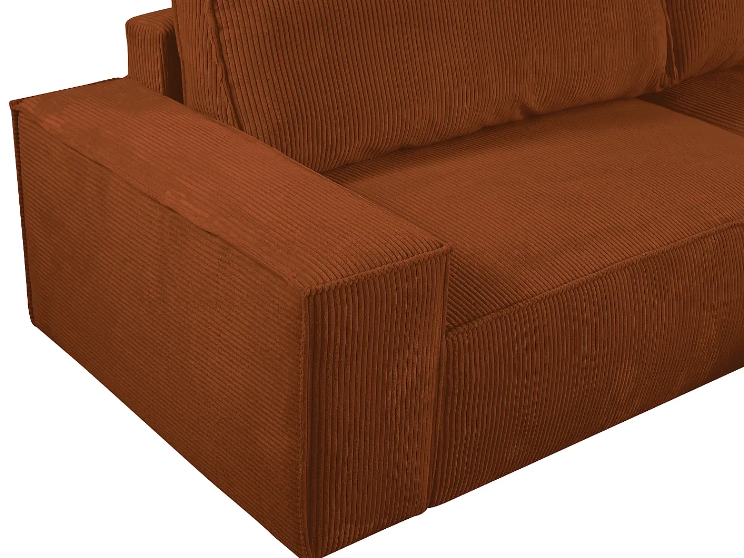 Sofá|Vente-unique Sofá de 4 lugares convertível veludo canelado - AMELIA Terracota