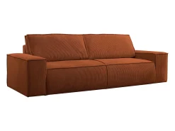 Sofá|Vente-unique Sofá de 4 lugares convertível veludo canelado - AMELIA Terracota