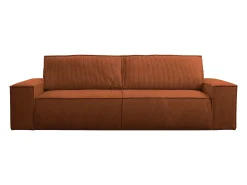 Sofá|Vente-unique Sofá de 4 lugares convertível veludo canelado - AMELIA Terracota