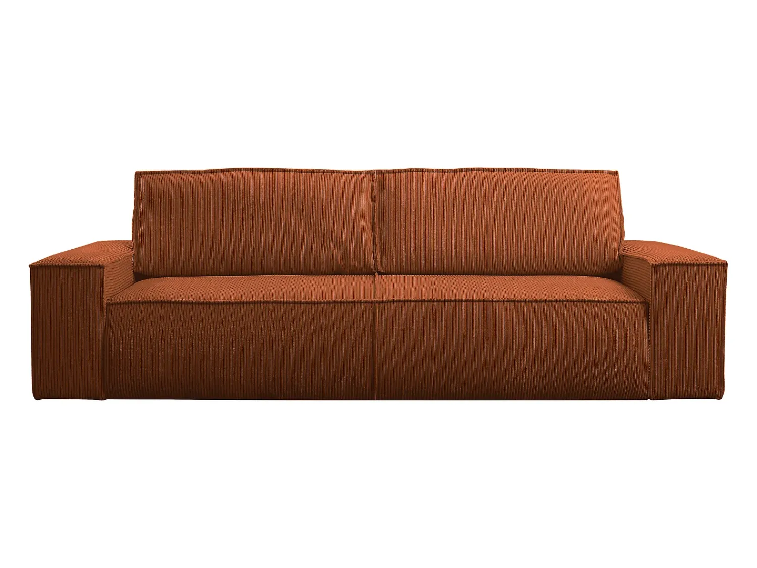 Sofá|Vente-unique Sofá de 4 lugares convertível veludo canelado - AMELIA Terracota