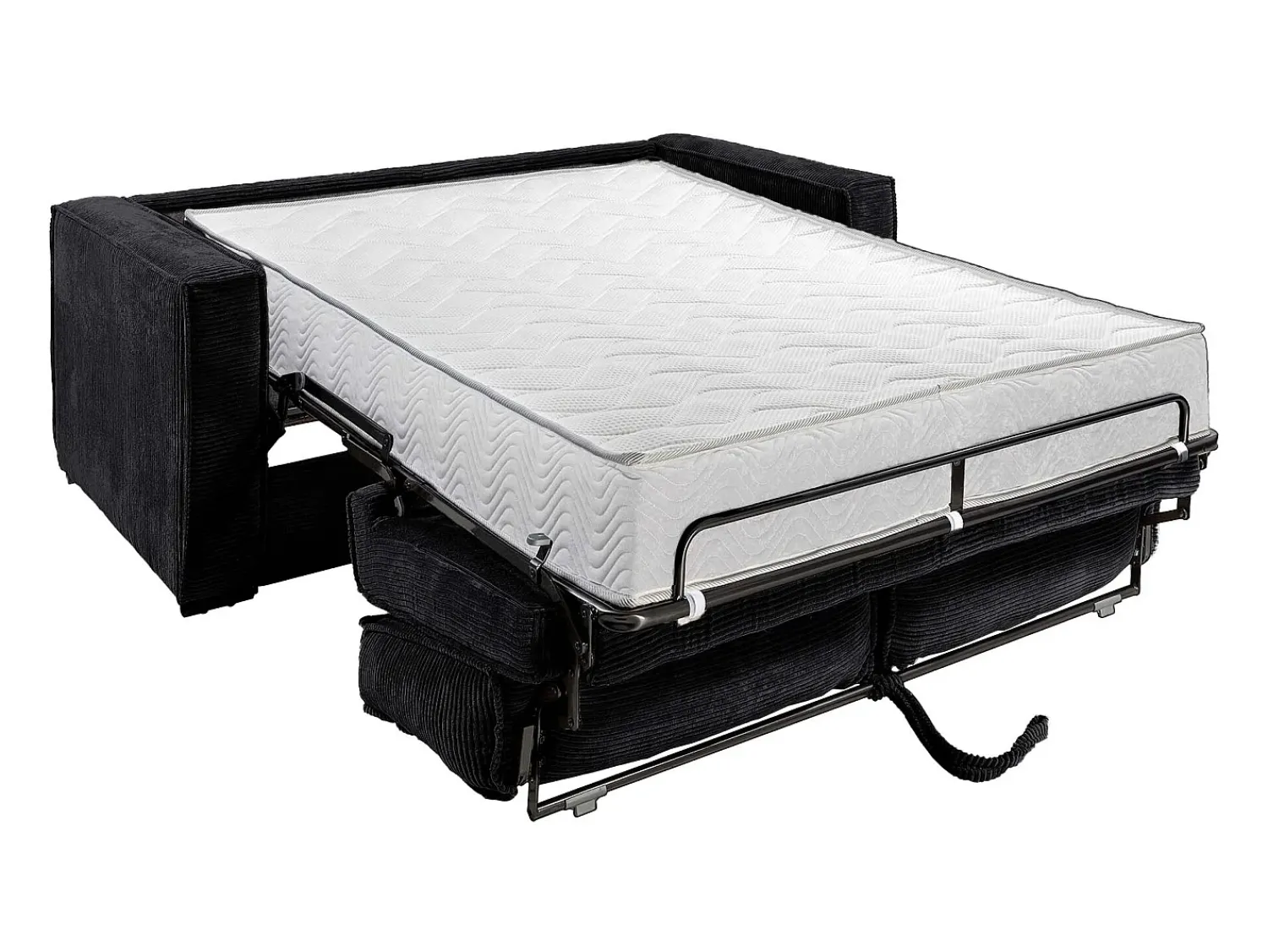 Sofá|Vente-unique Sofá de 3 lugares convertível rápido em veludo canelado ripas largas - 22 cm - LORETO Preto