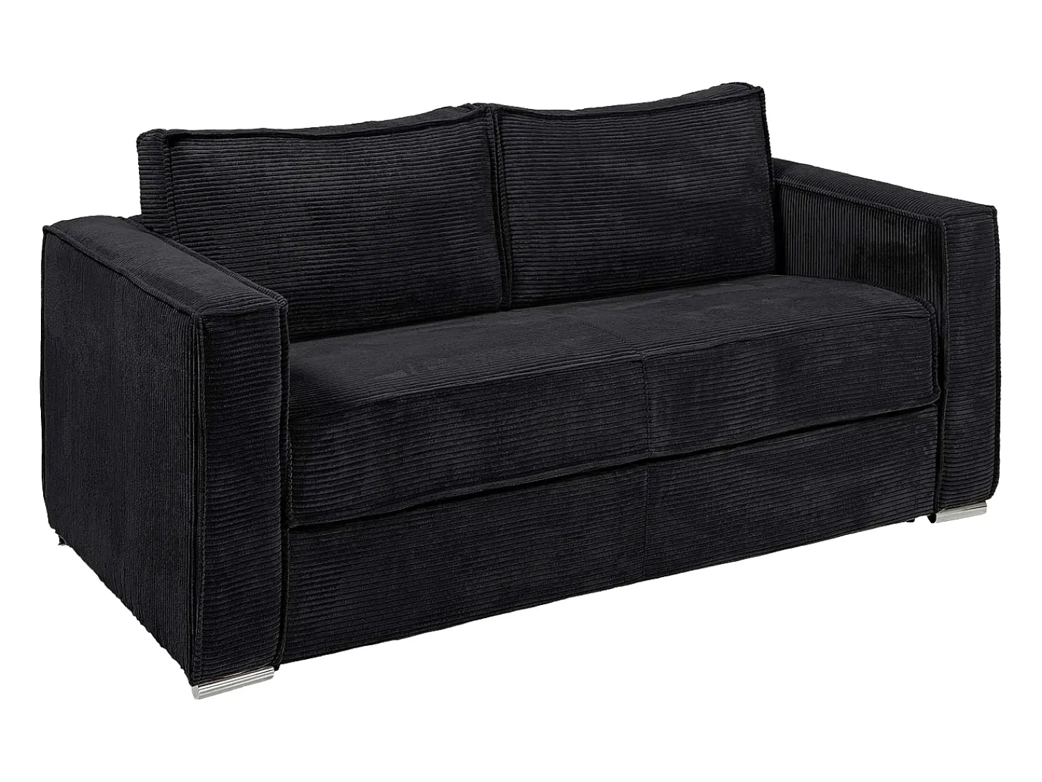 Sofá|Vente-unique Sofá de 3 lugares convertível rápido em veludo canelado ripas largas - 22 cm - LORETO Preto