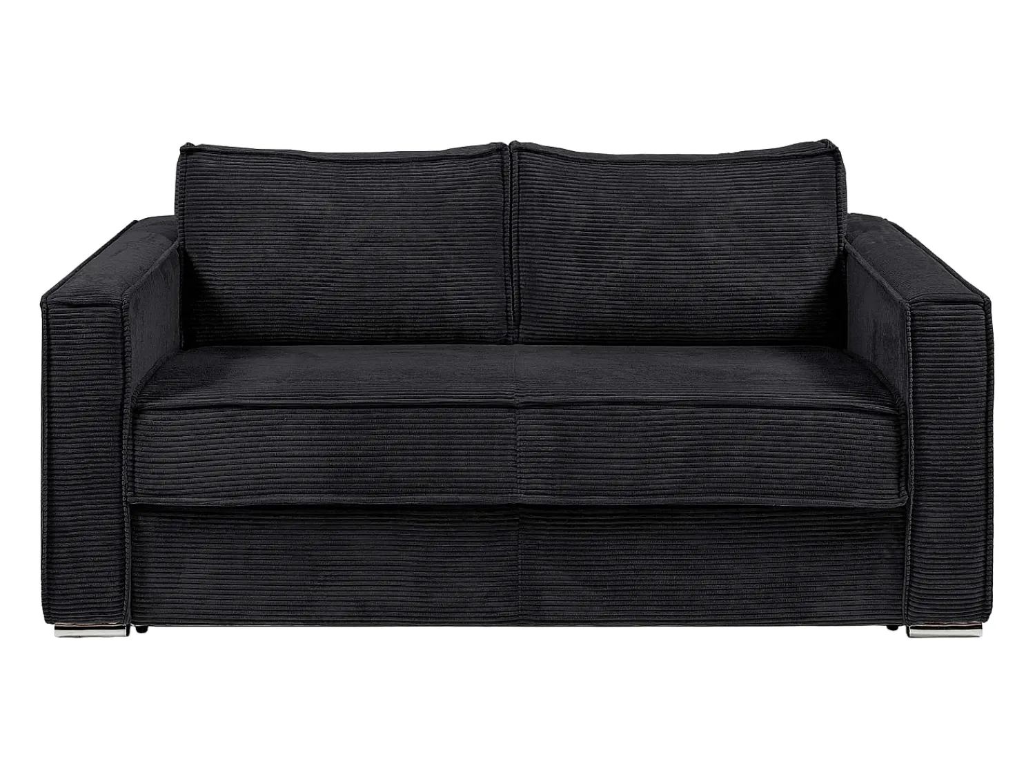 Sofá|Vente-unique Sofá de 3 lugares convertível rápido em veludo canelado ripas largas - 22 cm - LORETO Preto
