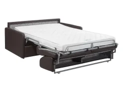 Clearance Vente-unique Sofá de 3 lugares convertível express em pele sintética cinza CALIFE Cinzento