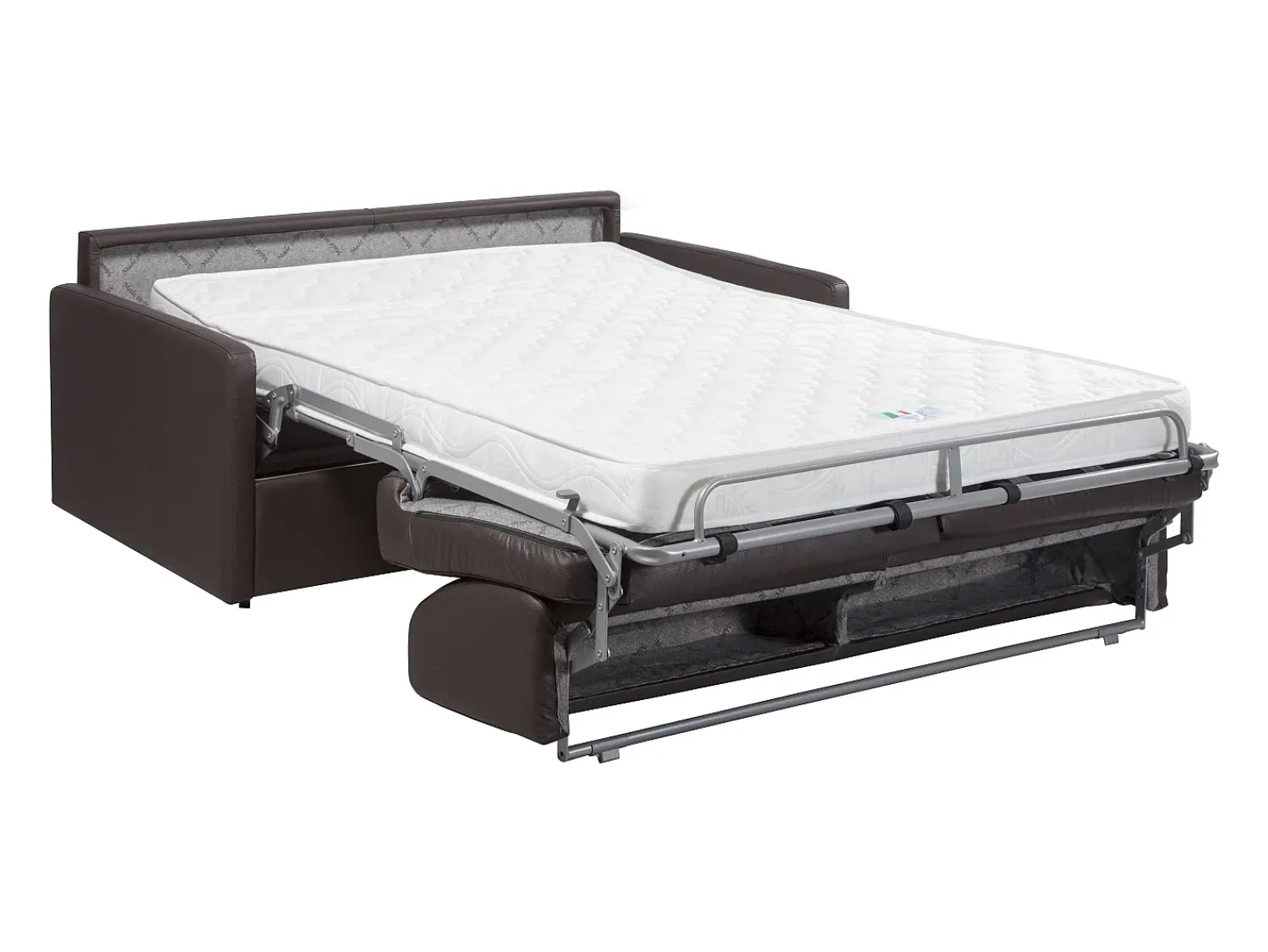 Clearance Vente-unique Sofá de 3 lugares convertível express em pele sintética cinza CALIFE Cinzento