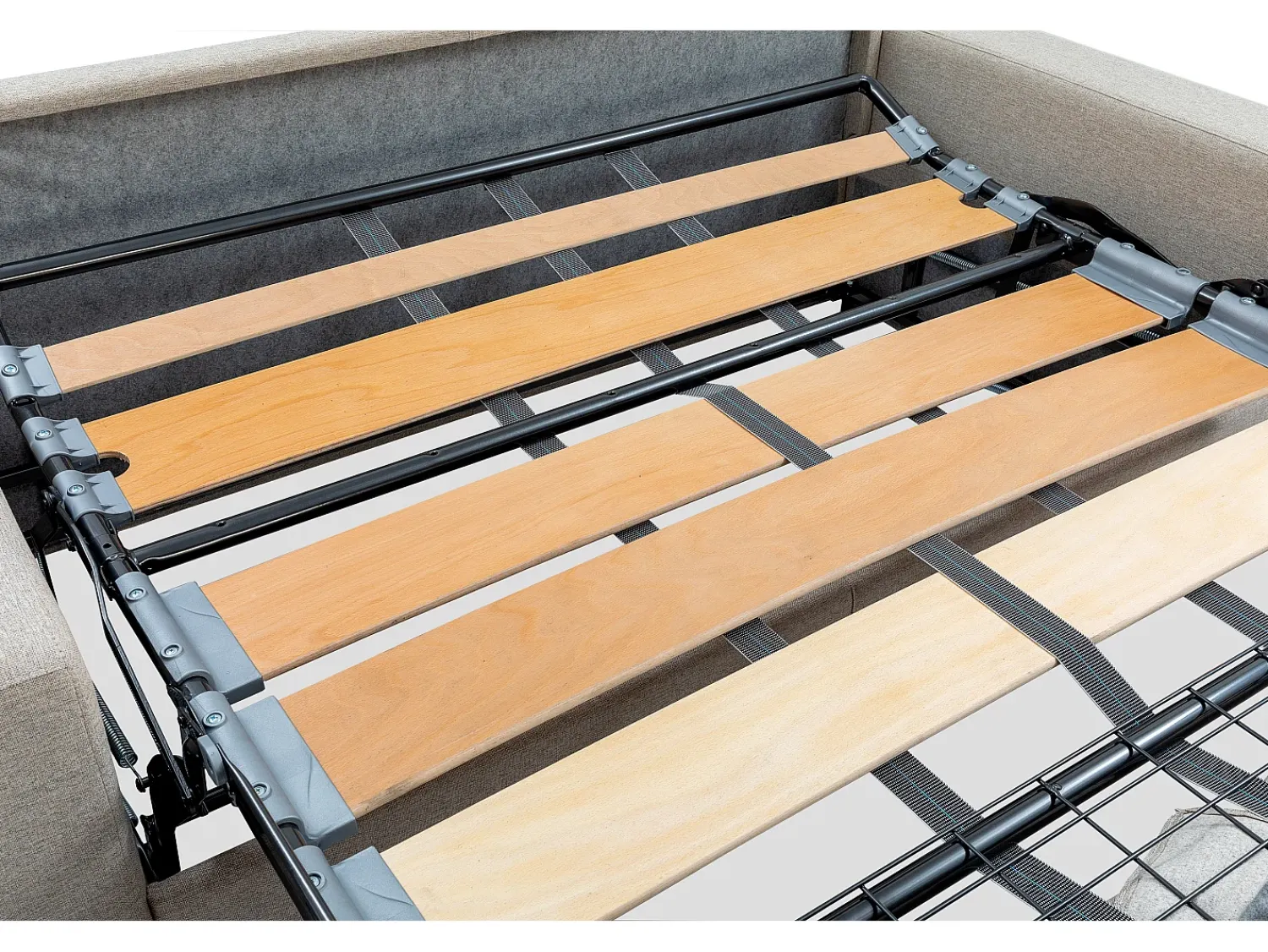 Hot Vente-unique Sofá de 4 lugares convertível de abertura rápida em tecido cinza colchão de espuma 18 cm - CALIFE Cinzento claro