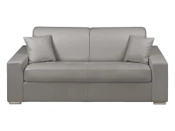 Hot Vente-unique Sofá de 3 lugares convertível de abertura rápida em pele sintética cinza colchão de espuma de 14 cm - EMIR Cinzento