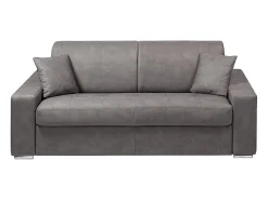Sofá*Vente-unique Sofá de 3 lugares convertível de abertura rápida em tecido cinza colchão de espuma de 14 cm - EMIR Cinzento