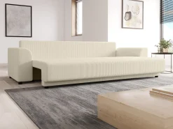 Vente-unique Sofá de 3 lugares convertível veludo canelado NESSARO^ Sofá