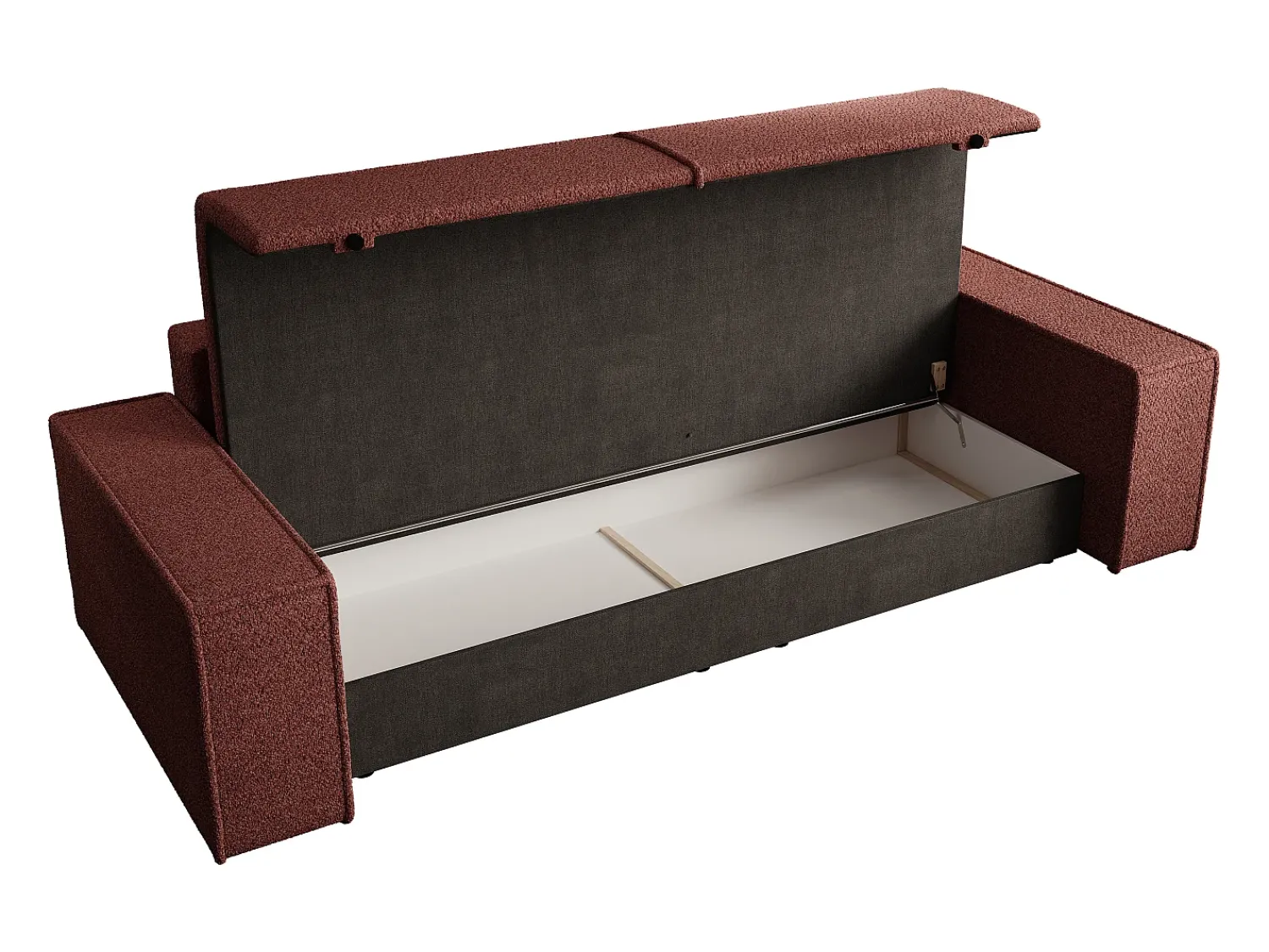 Discount Vente-unique Sofá de 4 lugares convertível em tecido chenille cor bordô AMELIA Bordeaux
