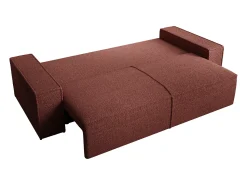 Discount Vente-unique Sofá de 4 lugares convertível em tecido chenille cor bordô AMELIA Bordeaux