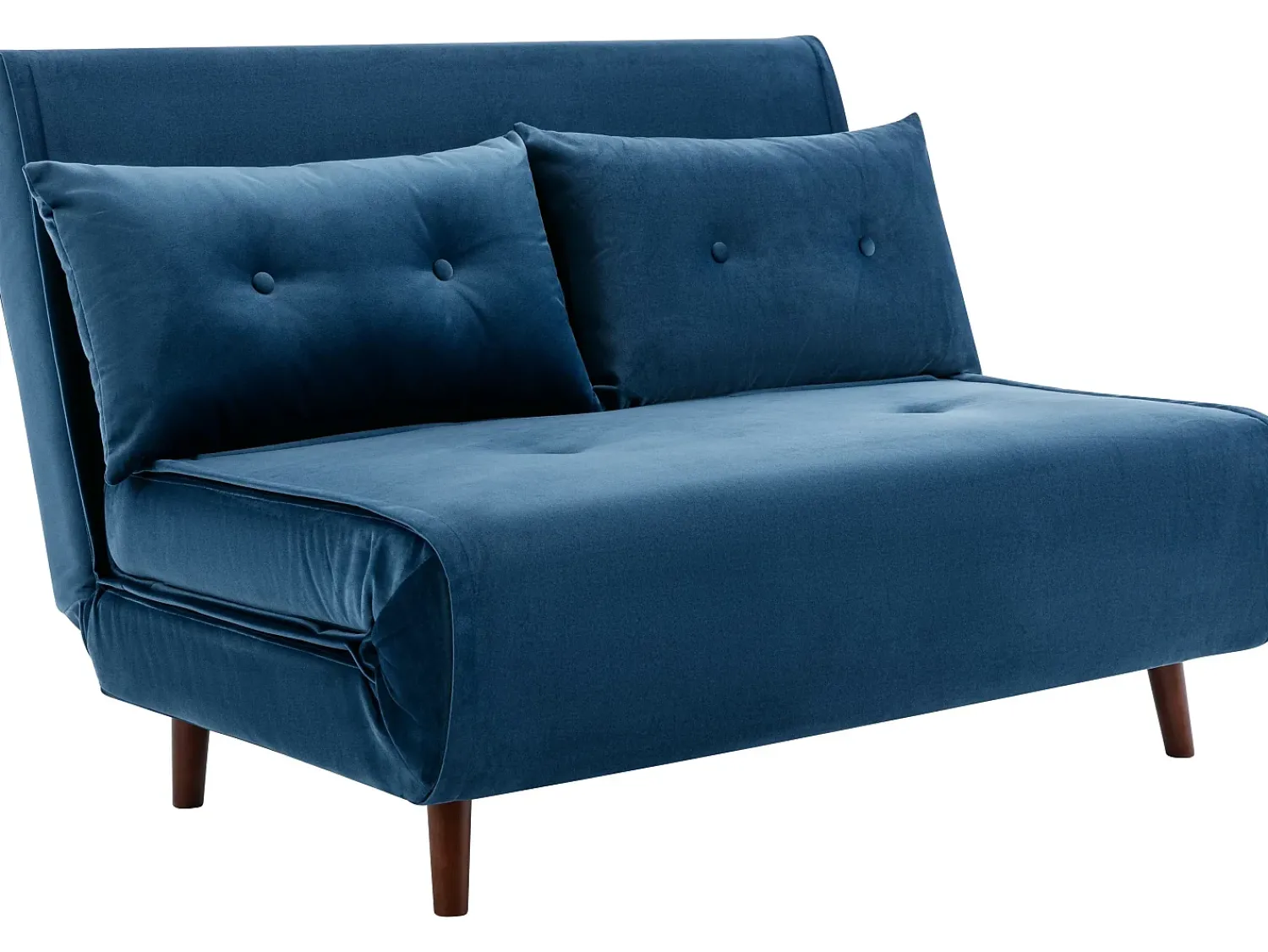 Vente-unique Sofá de 2 lugares convertível veludo azul-escuro estilo habitat jovem URIBIA^ Sofá