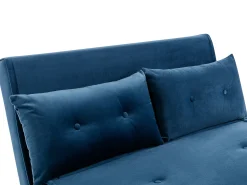 Vente-unique Sofá de 2 lugares convertível veludo azul-escuro estilo habitat jovem URIBIA^ Sofá