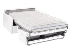 Clearance Vente-unique Sofá de 3 lugares convertível de abertura rápida em pele sintética colchão de espuma de 18 cm - CALIFE Branco