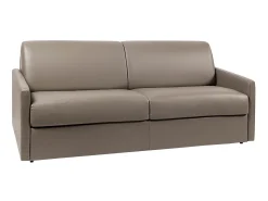 Clearance Vente-unique Sofá de 4 lugares convertível de abertura rápida em pele sintética colchão de espuma de 18 cm - CALIFE Taupe