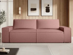 Sofá*Vente-unique Sofá de 4 lugares convertível veludo texturizado AMELIA Terracota