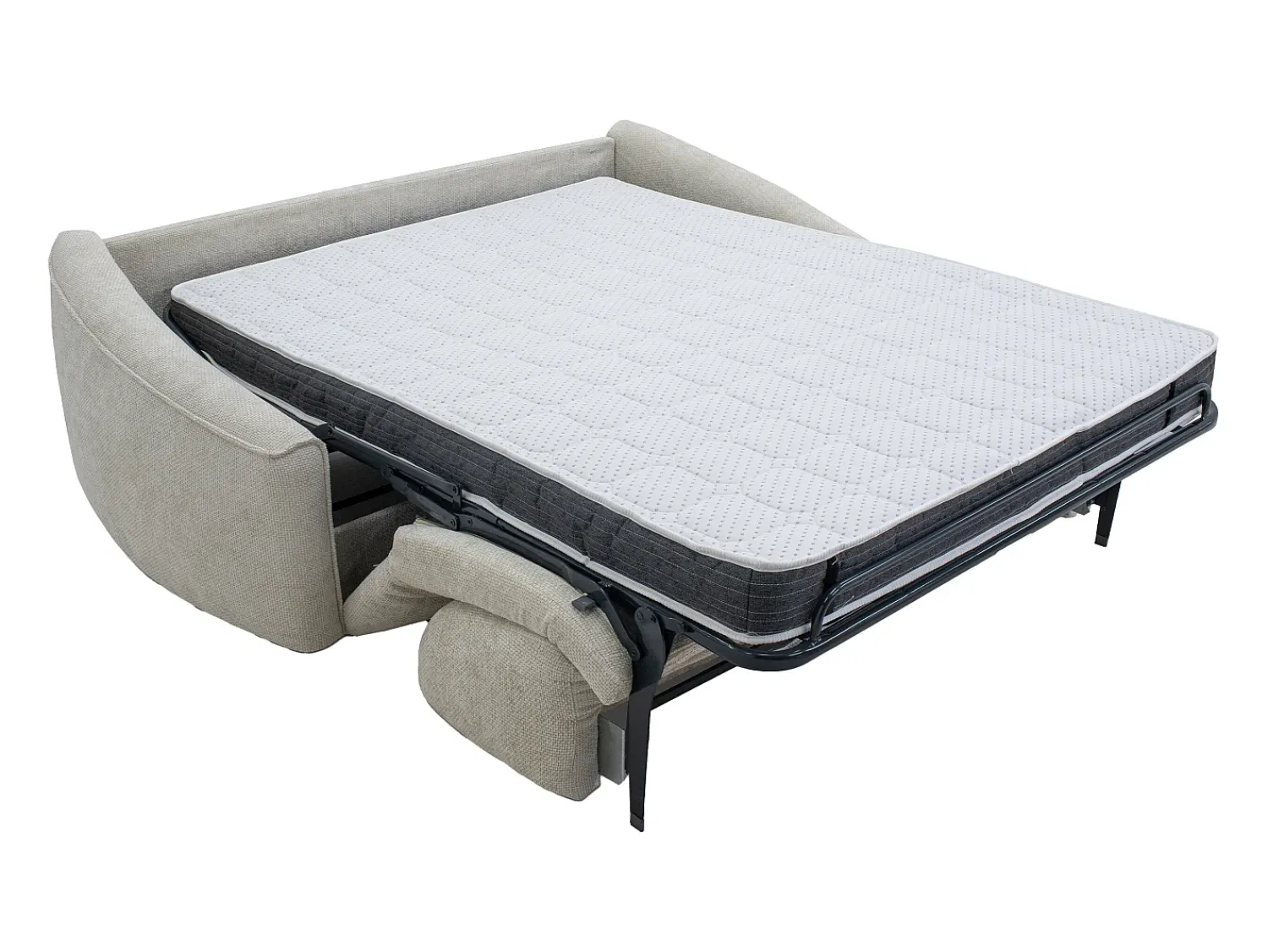 Best Vente-unique Sofá de 3 lugares convertível expresso em tecido texturado - Colchão de 13 cm ASUFA Bege