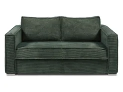 Vente-unique Sofá de 3 lugares convertível veludo canelado verde-escuro assento memória de forma 22 cm LORETO^ Sofá