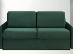 New Vente-unique Sofá de 3 lugares convertível de abertura rápida em veludo verde-abeto colchão de espuma de 14 cm - CALIFE Verde pinho