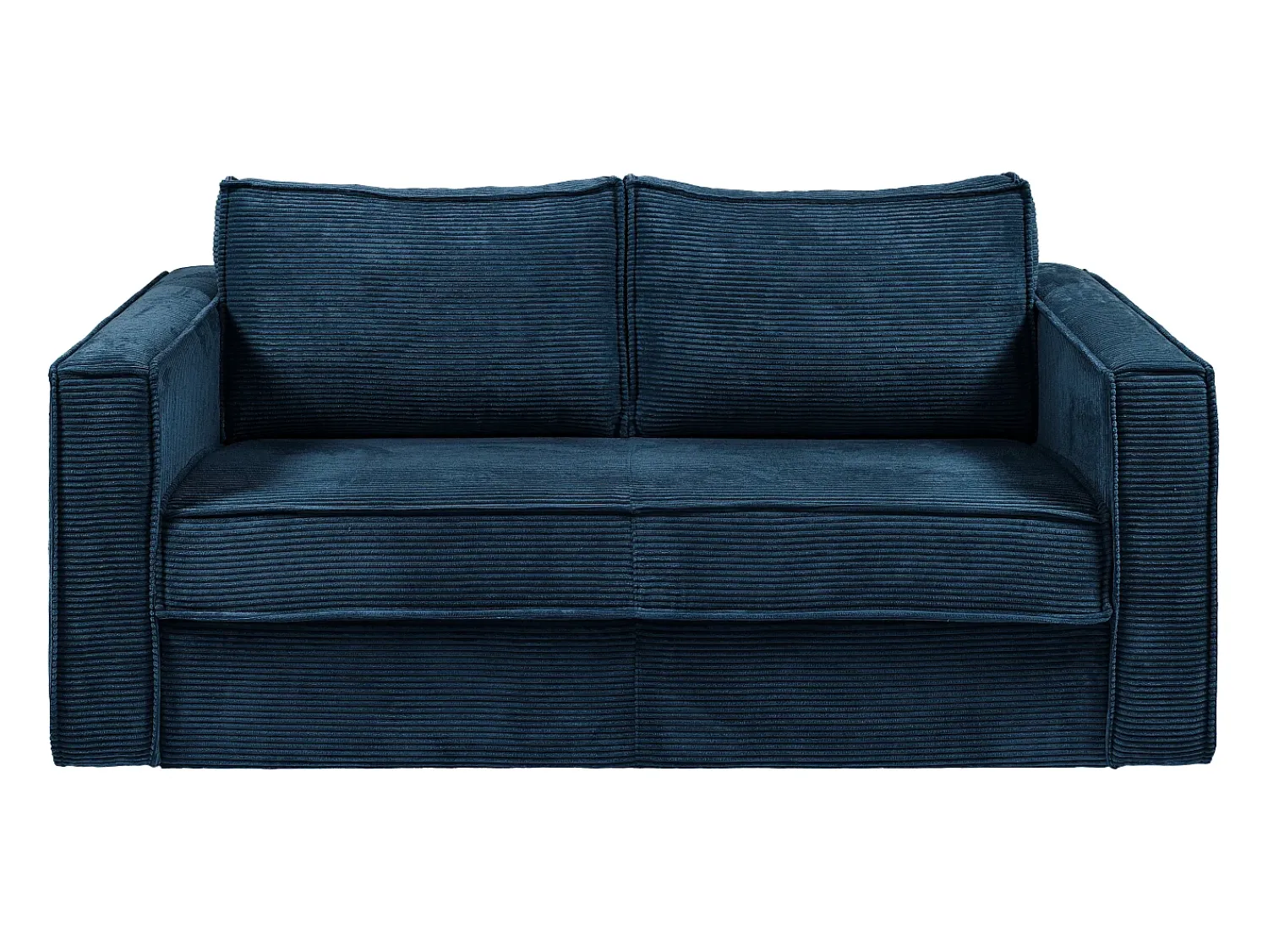 Sofá|Vente-unique Sofá de 4 lugares convertível em veludo canelado azul noite assento com assento de memória de forma 22 cm LORETO Azul escuro