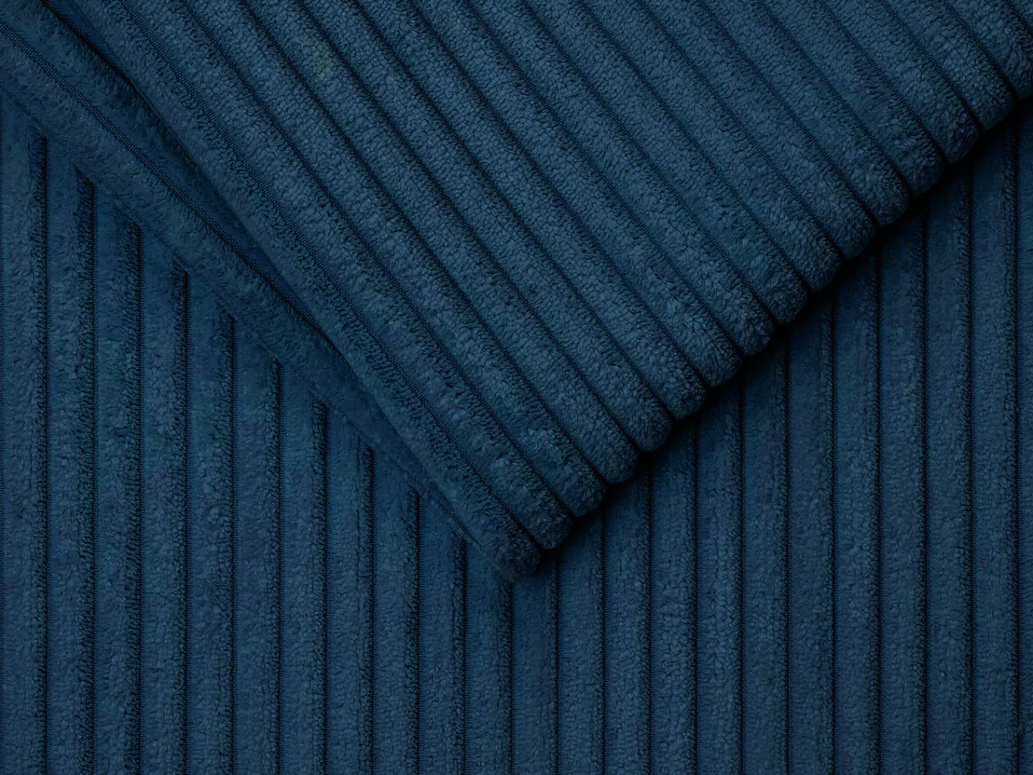 Sofá|Vente-unique Sofá de 4 lugares convertível em veludo canelado azul noite assento com assento de memória de forma 22 cm LORETO Azul escuro