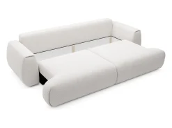 Vente-unique Sofá de 4 lugares convertível deslizante em tecido chenille branco marfim MONELIA^ Sofá