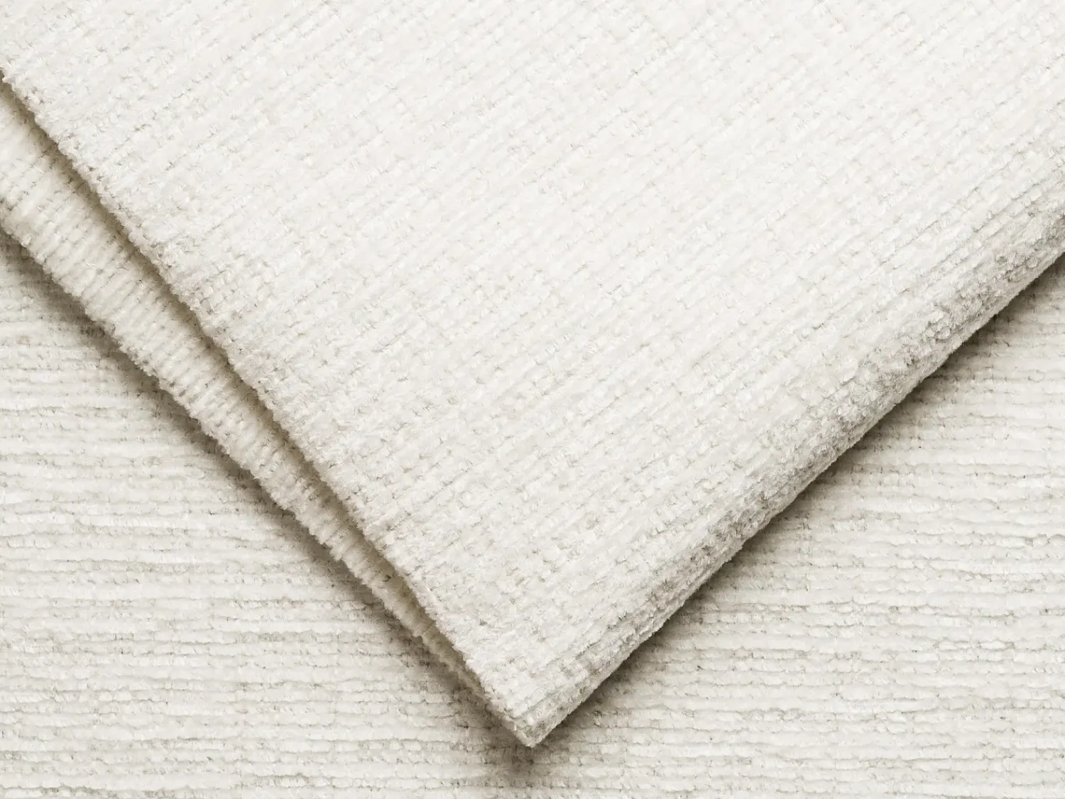 Vente-unique Sofá de 4 lugares convertível deslizante em tecido chenille branco marfim MONELIA^ Sofá