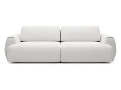 Vente-unique Sofá de 4 lugares convertível deslizante em tecido chenille branco marfim MONELIA^ Sofá